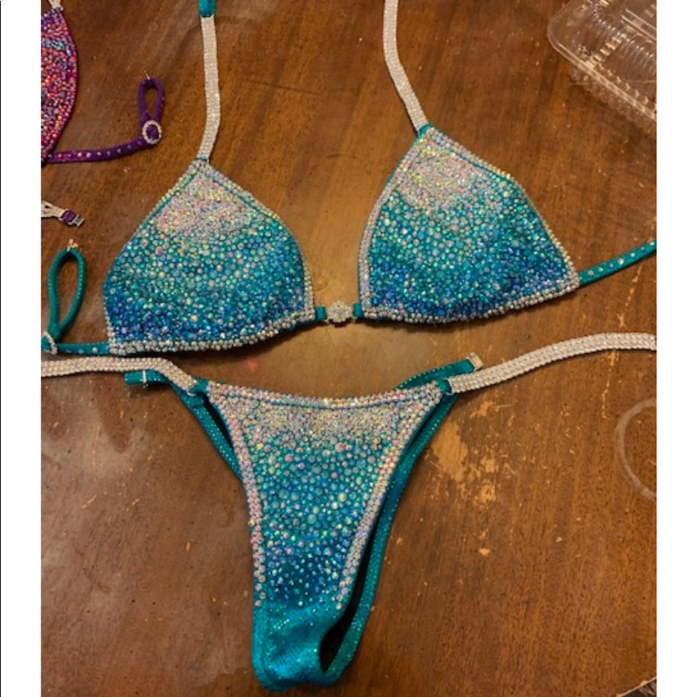 TEAL CRYSTAL COMPETITION BIKINI